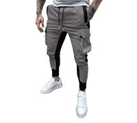 Generisch Pantalones cargo para hombre jogger 3XL: pantalones de trabajo con cordón de chándal MTI puños pantalones de chándal con muchos bolsillos pantalones deportivos transpirables pantalones