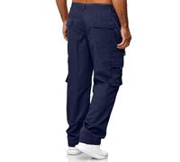 Generisch Pantalones cargo para hombre, pantalones de trabajo elásticos, pantalones cargo para exteriores, multibolsillos, para tiempo libre, pantalones de trabajo, corte relajado, algodón, pantalones