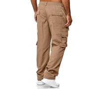 Generisch Pantalones cargo para hombre, pantalones de trabajo elásticos, pantalones cargo para exteriores, multibolsillos, para tiempo libre, pantalones de trabajo, corte relajado, algodón, pantalones