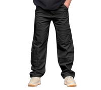 Generisch Pantalones cargo para hombre Slim Fit: pantalones de trabajo con muchos bolsillos, pantalones de trekking resistentes a la abrasión, pantalones de trekking de pierna recta, pantalones de