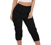 Generisch Pantalones cargo para mujer, holgados Y2K, pantalones harén para mujer, pantalones pirata deportivos 3/4, pantalones capri de verano, ligeros, con bolsillos, pantalones de deporte