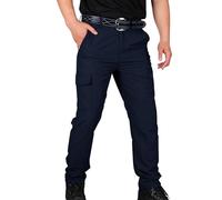 Generisch Pantalones cargo tácticos para hombre, impermeables, tácticos, para senderismo, ligeros, para exteriores, elásticos, para el tiempo libre, azul oscuro, L