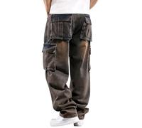 Generisch Pantalones cargo vaqueros para hombre: pantalones de exterior con muchos bolsillos, pantalones vaqueros ligeros, pantalones de senderismo, pantalones de tela resistentes a la abrasión