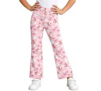 Generisch Pantalones casuales de pierna ancha para niñas, pantalones acampanados, ropa deportiva, pantalones elásticos cómodos para jugar todos los días, Rosa., 3-4 años