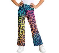 Generisch Pantalones casuales de pierna ancha para niñas, pantalones acampanados, ropa deportiva, pantalones elásticos cómodos para jugar todos los días, multicolor, 7-8 años