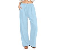 Generisch Pantalones casuales de pierna recta, pantalones largos, cómodos, elásticos, talla grande, para uso diario, azul, XXL