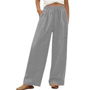 Generisch Pantalones casuales de pierna recta, pantalones largos, cómodos, elásticos, talla grande, para uso diario, gris, XXL