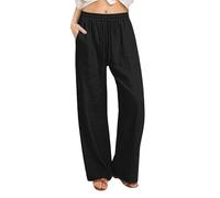 Generisch Pantalones casuales de pierna recta, pantalones largos, cómodos, elásticos, talla grande, para uso diario, Negro , XL