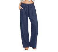 Generisch Pantalones casuales de pierna recta, pantalones largos, cómodos, elásticos, talla grande, para uso diario, marine, M