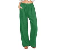 Generisch Pantalones casuales de pierna recta, pantalones largos, cómodos, elásticos, talla grande, para uso diario, verde, S