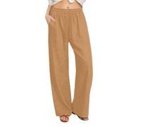 Generisch Pantalones casuales de pierna recta, pantalones largos, cómodos, elásticos, talla grande, para uso diario, amarillo, M