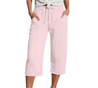 Generisch Pantalones casuales de pierna recta pantalones sueltos deportivos altos, Rosa claro., S