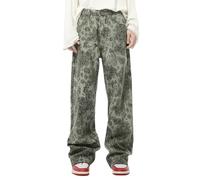 Generisch Pantalones casuales de trabajo con diseño de patchwork de primavera y verano para hombre, con doble rodilla, para pantalones largos, pantalones de hombre (gris, 30), verde, XL