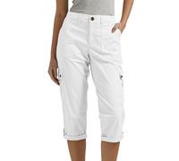 Generisch Pantalones casuales de verano para mujer, pantalones capris, cómodos, cintura alta, pantalones cortos, con bolsillos, pantalones de chándal, Blanco, S