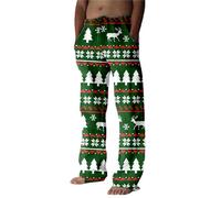 Generisch Pantalones casuales navideños para hombre con capa compuesta especial, muñeco de nieve, copo de nieve, Papá Noel, árbol de Navidad, diseño de árbol de Navidad, pantalones casuales impresos