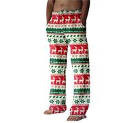 Generisch Pantalones casuales navideños para hombre con capa compuesta especial, muñeco de nieve, copo de nieve, Papá Noel, árbol de Navidad, diseño de árbol de Navidad, pantalones casuales impresos