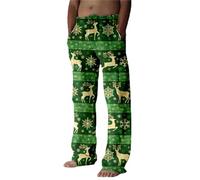 Generisch Pantalones casuales navideños para hombre con capa compuesta especial, muñeco de nieve, copo de nieve, Papá Noel, árbol de Navidad, diseño de árbol de Navidad, pantalones casuales impresos
