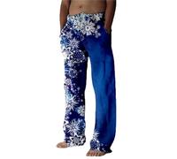 Generisch Pantalones casuales navideños para hombre con capa compuesta especial, muñeco de nieve, copo de nieve, Papá Noel, árbol de Navidad, diseño de árbol de Navidad, pantalones casuales impresos