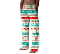 Generisch Pantalones casuales navideños para hombre con capa compuesta especial, muñeco de nieve, copo de nieve, Papá Noel, árbol de Navidad, diseño de árbol de Navidad, pantalones casuales impresos