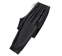 Generisch Pantalones casuales para hombre, pantalones de gran tamaño con cordón para hombre, leggings casuales de seda de hielo, pantalones elásticos para correr, Negro , 9XL