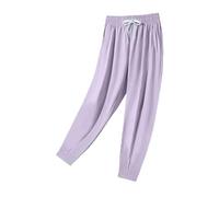 Generisch Pantalones casuales para mujer, ligeros, transpirables, holgados, yoga, pierna recta, pantalones de chándal para uso diario, deportes, exteriores, verano, primavera, otoño, Color lila claro