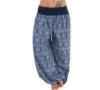 Generisch Pantalones casuales sueltos para mujer con perneras estampadas para momentos relajados del día a día en tela suave de ajuste ancho, marine, XXL