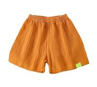 Generisch Pantalones casuales transpirables de cinco cuartos para pantalones de niña cómodos de color sólido con cintura elástica para el día a día juego escuela, naranja, 8-9Years