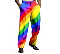 Generisch Pantalones chinos para hombre, holgados, arcoíris, pantalones de traje, pierna ancha, pantalones de ocio con bolsillos, pantalones chinos, elegantes, para negocios, informales, pantalones