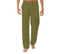 Generisch Pantalones clásicos casuales para hombre en diseño liso con ajuste holgado cómodo transpirable para un día a día perfecto, Verde oscuro., M