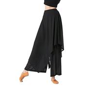 Generisch Pantalones clásicos de mujer con pierna ancha para gimnasia, entrenamiento de danza, ejercicios, pantalones largos, tejido elástico, versátil, para deporte y uso diario, Negro , M