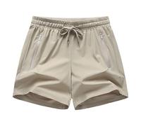 Generisch Pantalones cortos cargo para hombre y mujer, para viajes cómodos, yoga, senderismo, correr activamente, entrenamiento, gimnasio, caqui, L