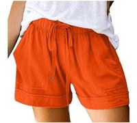 Generisch Pantalones cortos casuales de mujer de talla grande 2024 verano playa con cordón corto con bolsillos sueltos lindos ropa de moda de vacaciones 2025