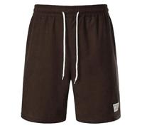 Generisch Pantalones cortos casuales de verano para hombre, de pana monocolor, con corte de sistema, para tiempo libre, vacaciones en días cálidos, café, XL