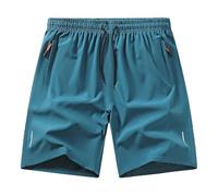 Generisch Pantalones cortos de color liso con cremallera para hombre, informales, cómodos, transpirables, para verano, pantalones cortos para hombre, pantalones cortos para hombre, pantalones cortos