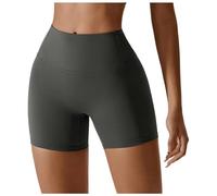 Generisch Pantalones cortos de deporte para mujer, pantalones cortos de yoga para mujer, cintura alta, control de abdomen, pantalones de entrenamiento, barra de baile de pie, gris oscuro, L