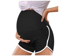 Generisch Pantalones cortos de embarazo para mujer con bolsillos, pantalones cortos de embarazo antes durante el embarazo, leggins deportivos 52, Negro , L