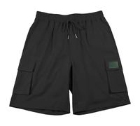 Generisch Pantalones cortos de exterior para uso en el extranjero, holgados, elásticos, informales, con bolsillo, ropa de trabajo, ropa de playa y ropa deportiva, Negro , S