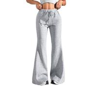 Generisch Pantalones cortos de látex para mujer, pantalones de chándal para mujer, con cordón de cintura alta, pantalones informales de yoga con bolsillos, viscosa, gris, 3XL