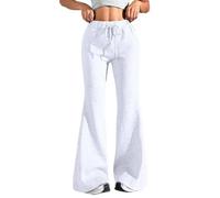 Generisch Pantalones cortos de látex para mujer, pantalones de chándal para mujer, con cordón de cintura alta, pantalones informales de yoga con bolsillos, viscosa, Blanco, 3XL