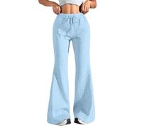 Generisch Pantalones cortos de látex para mujer, pantalones de chándal para mujer, con cordón de cintura alta, pantalones informales de yoga con bolsillos, viscosa, azul claro, 3XL