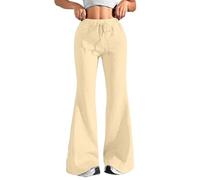 Generisch Pantalones cortos de látex para mujer, pantalones de chándal para mujer, con cordón de cintura alta, pantalones informales de yoga con bolsillos, viscosa, amarillo, 3XL