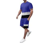 Generisch Pantalones cortos de manga corta 3D para hombre, diseño tropical, de látex, hinchables, azul, L