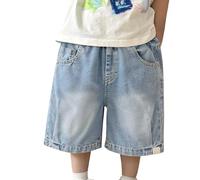 Generisch Pantalones cortos de mezclilla informales para niños y, 5 bolsillos, ajuste cómodo, pantalones cargo hasta la rodilla para niños y niños pequeños, azul claro, 9-11Years