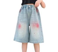 Generisch Pantalones cortos de niña Primavera Vaqueros medianos y grandes Delgados Pantalones cortos casuales recién nacidos Sesión de fotos, azul claro, 8-9 años