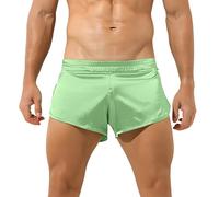 Generisch Pantalones cortos de ocio para hombre, ligeramente elásticos, de doble capa, transpirables, para deportes, fitness, correr, natación, uso diario, verano, actividades al aire libre, verde, L