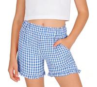 Generisch Pantalones cortos de ocio para niñas con cintura elástica, tela suave para mayor comodidad, ideal como atuendo de juego para días activos, tallas disponibles, A1-azul., 15-16 años