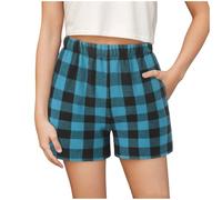 Generisch Pantalones cortos de pijamas lindos casuales cintura elástica pantalones cortos a cuadros de playa Suelos ropa de bebé 40 cm, azul, 9-10 años
