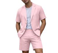 Generisch Pantalones cortos de verano ligeros con cintura elástica, cómodo atuendo de viaje para hombre, versátil, portátil, ventilado, ideal para días cálidos, Rosa., XL