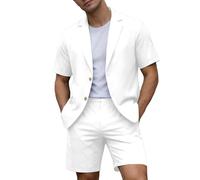 Generisch Pantalones cortos de verano ligeros con cintura elástica, cómodo atuendo de viaje para hombre, versátil, portátil, ventilado, ideal para días cálidos, Blanco, 4XL