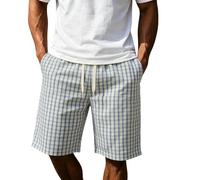 Generisch Pantalones cortos de verano para hombre, bermudas, pantalones cortos informales con punto de malla, adecuados para todos, ajuste cómodo, transpirable, fácil de limpiar, azul, S